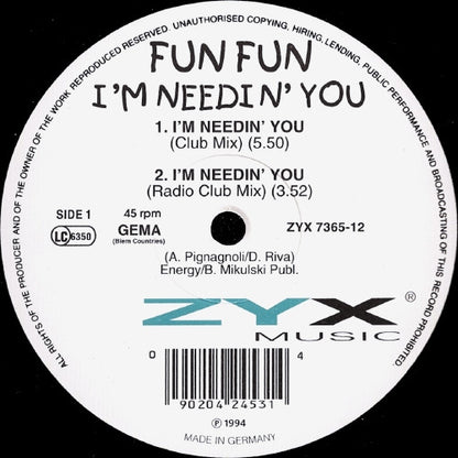 Fun Fun : I'm Needin' You (12")