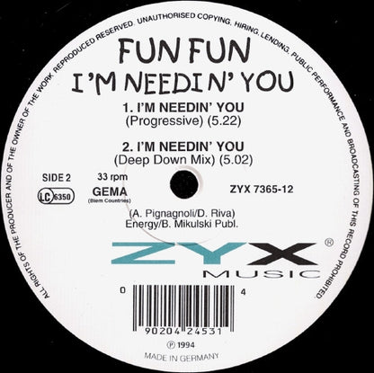 Fun Fun : I'm Needin' You (12")
