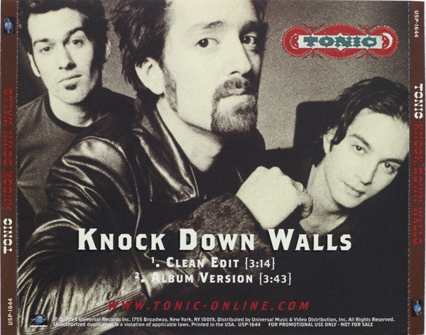 Tonic (2) : Knock Down Walls (CD, Single, Promo)