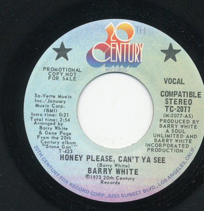 Barry White : Honey Please, Can't Ya See (7", Promo)