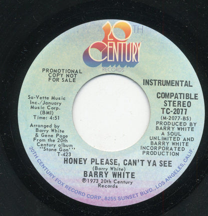 Barry White : Honey Please, Can't Ya See (7", Promo)