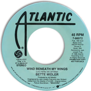 Bette Midler : Wind Beneath My Wings (7", Promo)