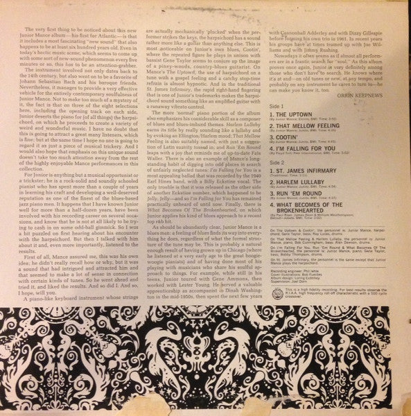 Junior Mance : Harlem Lullaby (LP, Album, Gat)
