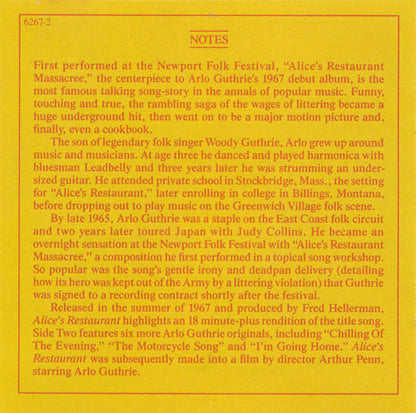 Arlo Guthrie : Alice's Restaurant (CD, Album, RE, RM)