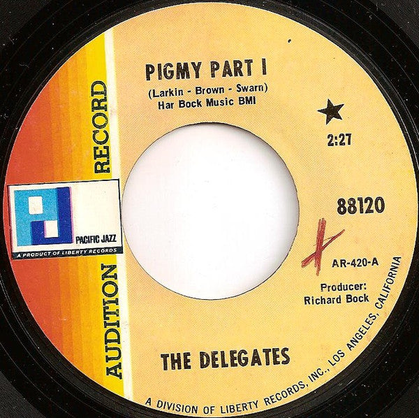 Billy Larkin And The Delegates : Pigmy Part I (7", Single, Promo, Styrene)