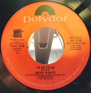 Mory Kanté : Yé Ké Yé Ké (7", Single, Promo)