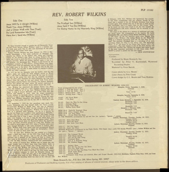Robert Wilkins : Memphis Gospel Singer (LP, Album, RE)