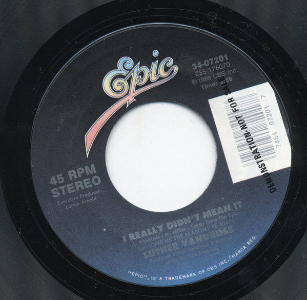Luther Vandross : I Really Didn't Mean It (7", Single, Styrene)
