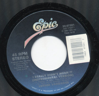 Luther Vandross : I Really Didn't Mean It (7", Single, Styrene)