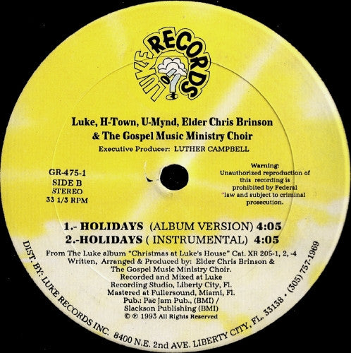 Luke, H-Town, U-Mynd, Elder Chris Brinson & The Gospel Music Ministry Choir : We Bring You Joy (12")