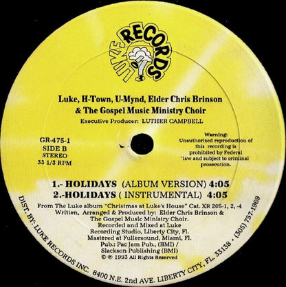 Luke, H-Town, U-Mynd, Elder Chris Brinson & The Gospel Music Ministry Choir : We Bring You Joy (12")