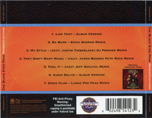 Black Eyed Peas : Renegotiations (The Remixes) (CD, EP)