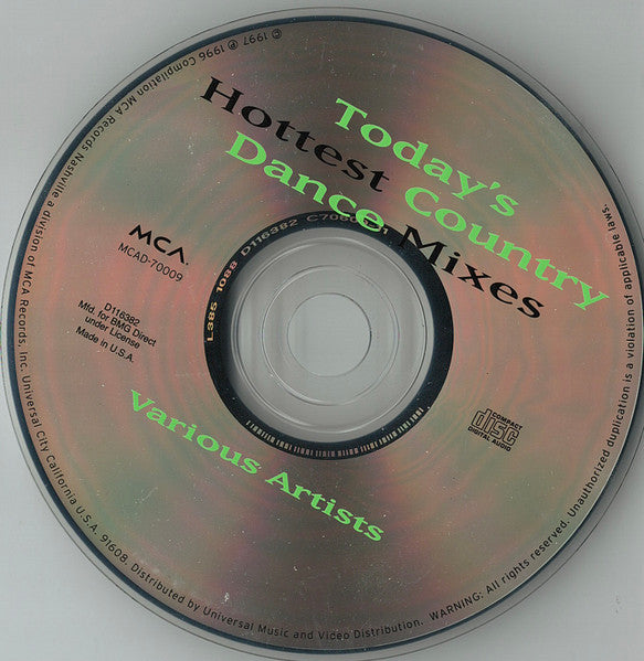 Various : Today's Hottest Country Dance Mixes (CD, Comp, Club)