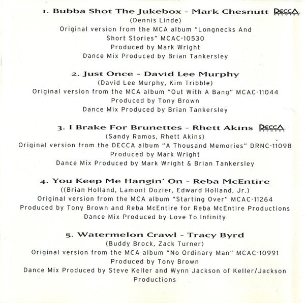 Various : Today's Hottest Country Dance Mixes (CD, Comp, Club)