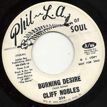 Cliff Nobles : Switch It On / Burning Desire  (7", Single, Promo)