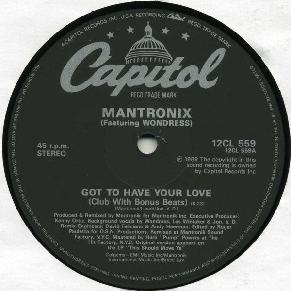 Mantronix Featuring Wondress Hutchinson : Got To Have Your Love (12", Single)