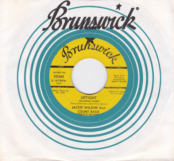 Jackie Wilson And Count Basie : For Your Precious Love / Uptight ( Everything's Alright) (7", Single, Promo)