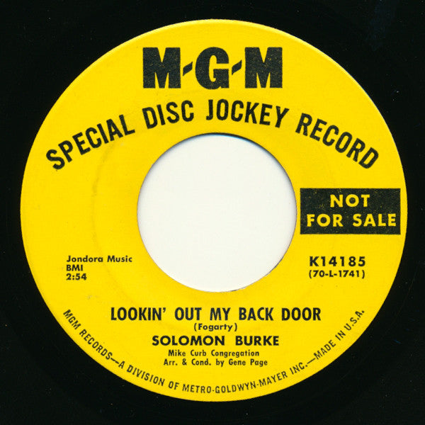 Solomon Burke : Lookin' Out My Back Door  (7", Promo)