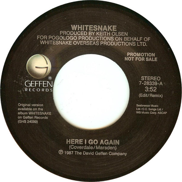 Whitesnake : Here I Go Again (7", Single, Promo)