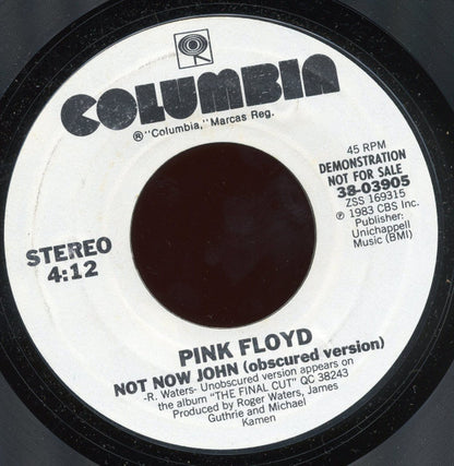 Pink Floyd : Not Now John (obscured version) (7", Single, Promo, Styrene)