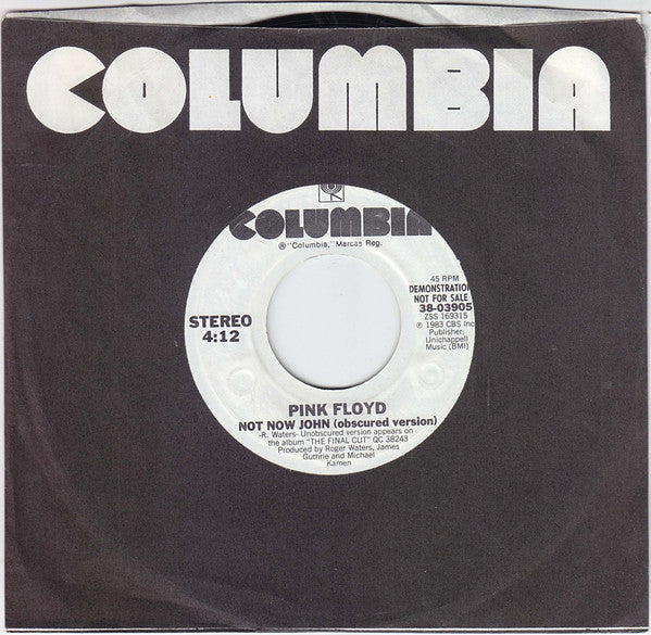 Pink Floyd : Not Now John (obscured version) (7", Single, Promo, Styrene)