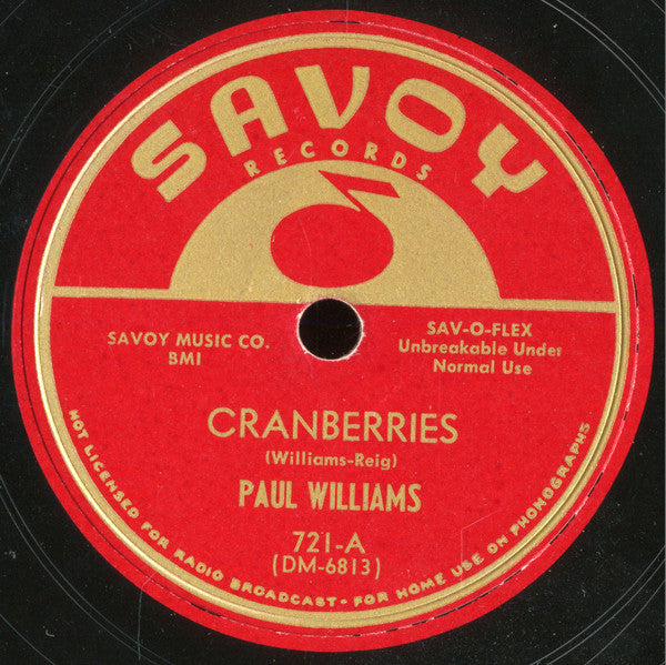 Paul Williams (9) : Cranberries / Juice Bug Boogie (10")