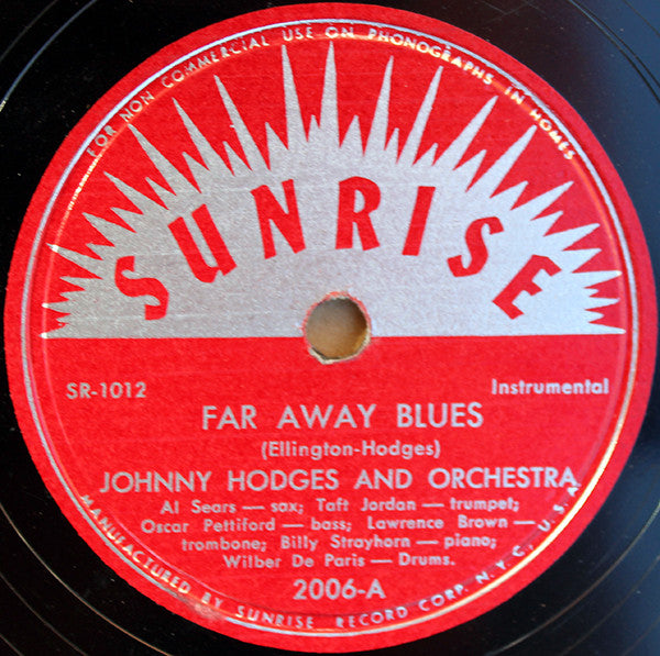 Johnny Hodges And His Orchestra : Far Away Blues / Frisky (Shellac, 10")
