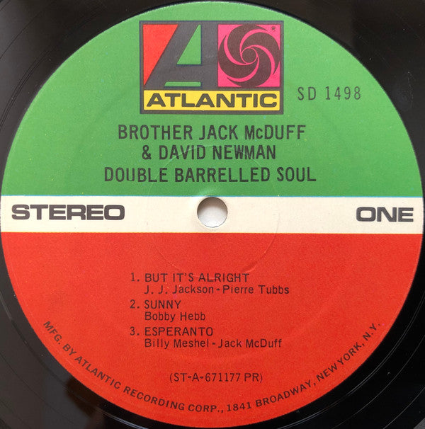 Brother Jack McDuff & David "Fathead" Newman : Double Barrelled Soul (LP, Album, RP, PR)