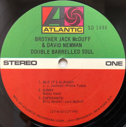 Brother Jack McDuff & David "Fathead" Newman : Double Barrelled Soul (LP, Album, RP, PR)