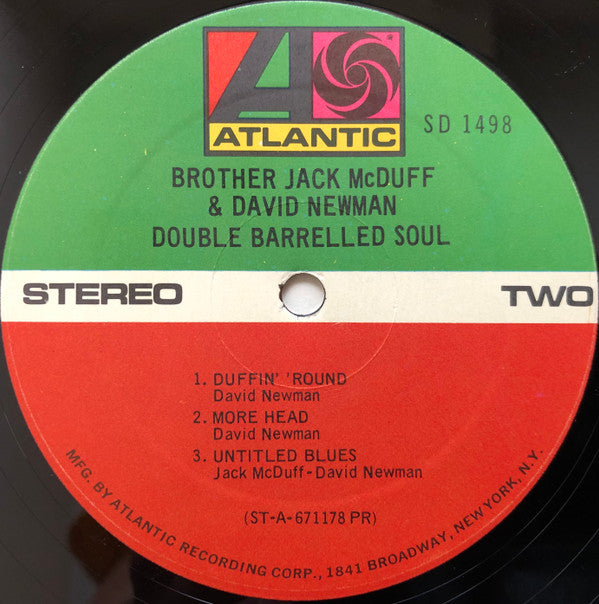 Brother Jack McDuff & David "Fathead" Newman : Double Barrelled Soul (LP, Album, RP, PR)