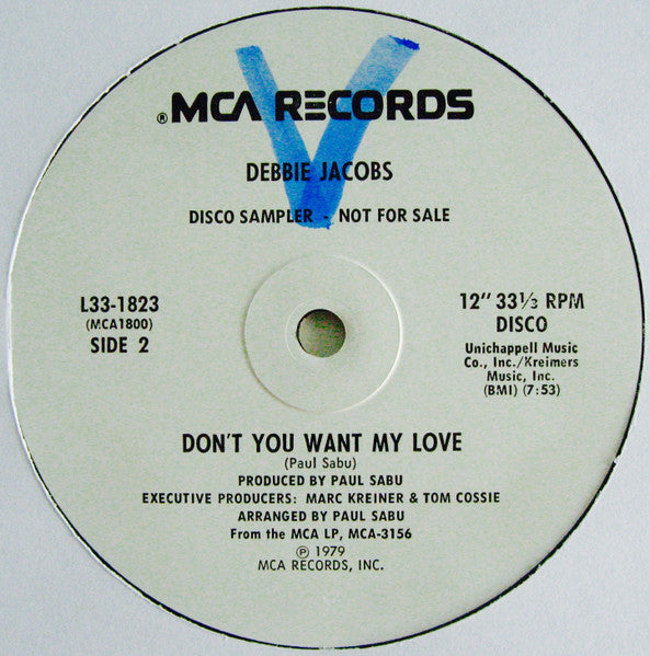 Debbie Jacobs : Undercover Lover / Don't You Want My Love (12", Promo, Pin)