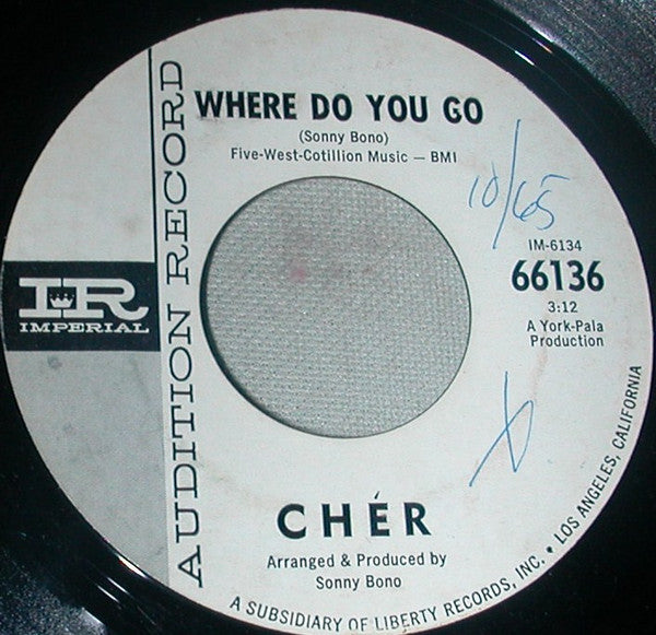 Cher : Where Do You Go (7", Single, Promo, Styrene)