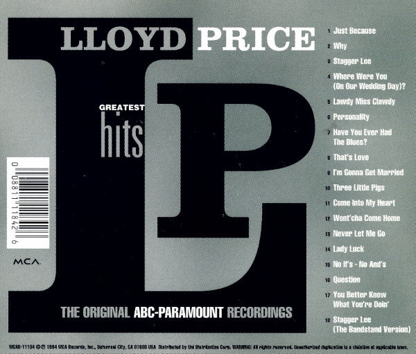 Lloyd Price : Greatest Hits (The Original ABC-Paramount Recordings) (CD, Comp, RM)