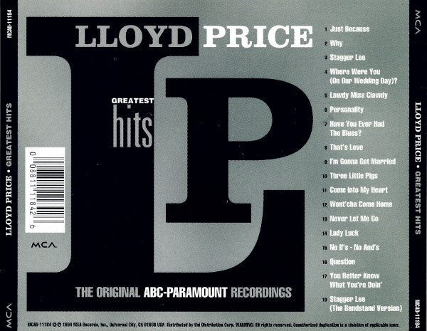 Lloyd Price : Greatest Hits (The Original ABC-Paramount Recordings) (CD, Comp, RM)