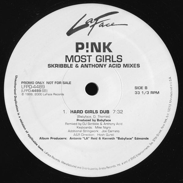 P!NK : Most Girls (Skribble & Anthony Acid Mixes) (12", Promo)