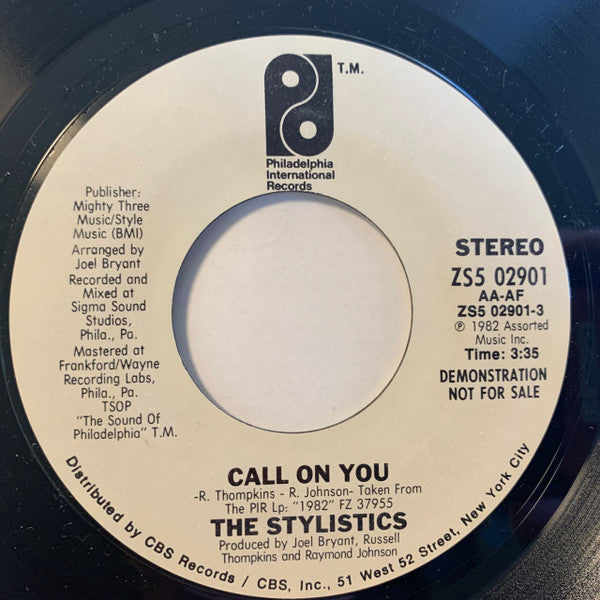 The Stylistics : Call On You (7", Promo, Styrene, Ter)