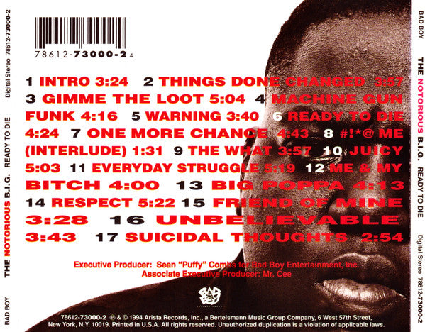 Notorious B.I.G. : Ready To Die (CD, Album, RE, All)