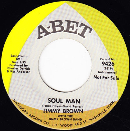 Jimmy Brown (10) With The Jimmy Brown Band : Soul Man / Funky Funky Boogaloo (7", Promo)