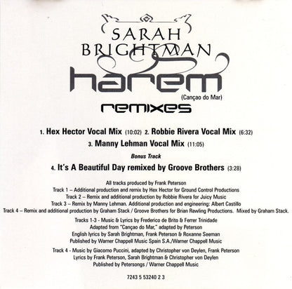 Sarah Brightman : Harem (Canção Do Mar) Remixes (CD, Maxi)