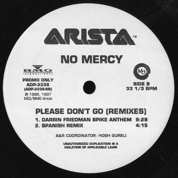 No Mercy : Please Don't Go (Remixes) (2x12", Promo)