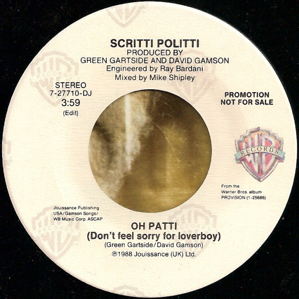 Scritti Politti + Miles Davis : Oh Patti (7", Single, Promo)