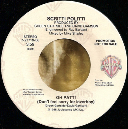 Scritti Politti + Miles Davis : Oh Patti (7", Single, Promo)