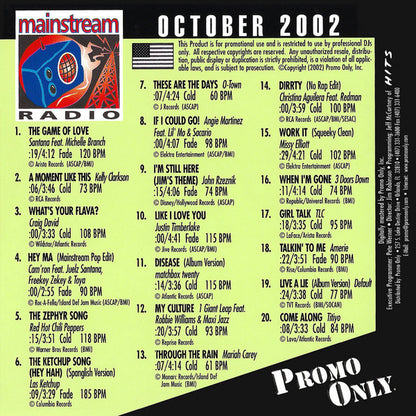 Various : Promo Only Mainstream Radio: October 2002 (CD, Comp, Promo)
