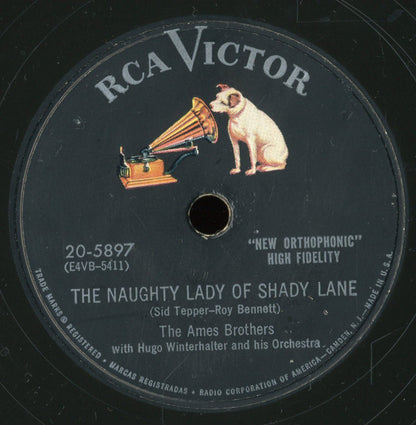 The Ames Brothers With Hugo Winterhalter's Orchestra And Chorus : The Naughty Lady Of Shady Lane / Addio (10")