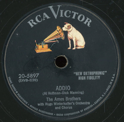 The Ames Brothers With Hugo Winterhalter's Orchestra And Chorus : The Naughty Lady Of Shady Lane / Addio (10")