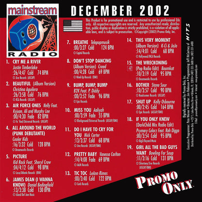 Various : Promo Only Mainstream Radio: December 2002 (CD, Comp, Promo)