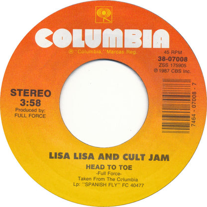 Lisa Lisa & Cult Jam : Head To Toe (7", Single, Styrene, Car)