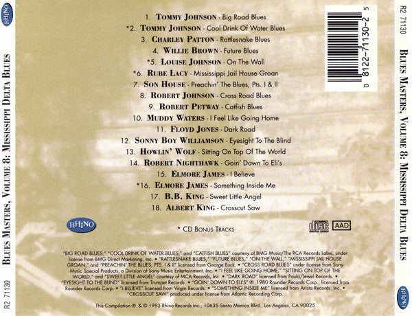 Various : Blues Masters, Volume 8: Mississippi Delta Blues (CD, Comp, RM)