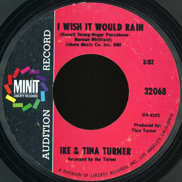 Ike & Tina Turner : I Wish It Would Rain  (7", Single, Promo, Styrene)