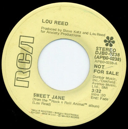 Lou Reed : Sweet Jane (7", Single, Promo)
